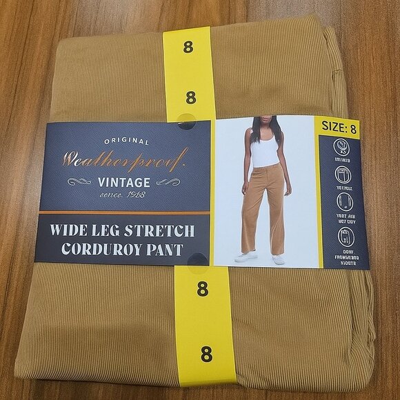 NWT Tan Corduroy Wide Leg Pants by Weatherproof Vintage - Picture 2 of 6